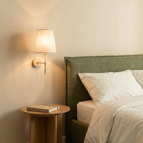 TK Lighting Φωτιστικό τοίχου Elizabeth, άμμος/μπεζ, λινό, ύψος 39 εκ., E27, ρυθμιζόμενος, Μπεζ, Σαλόνι / τραπεζαρία, Ύφασμα / Κλωστοϋφαντουργία, σύγχρονο