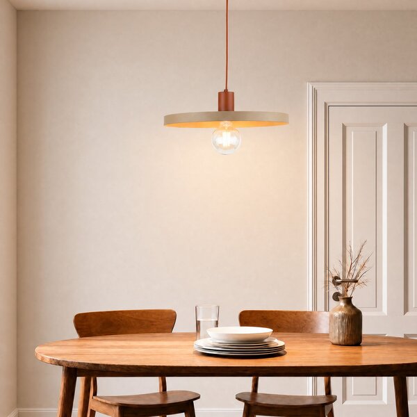 TK Lighting Κρεμαστό φωτιστικό Sila, άμμος/κόκκινο, μέταλλο, Ø 45 cm, E27, ρυθμιζόμενος, Μπεζ, Σαλόνι / τραπεζαρία, Μέταλλο, σύγχρονο