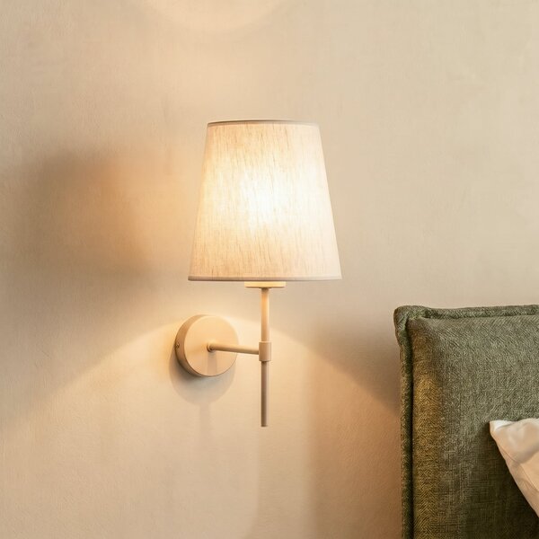 TK Lighting Φωτιστικό τοίχου Elizabeth, άμμος/μπεζ, λινό, ύψος 39 εκ., E27, ρυθμιζόμενος, Μπεζ, Σαλόνι / τραπεζαρία, Ύφασμα / Κλωστοϋφαντουργία, σύγχρονο