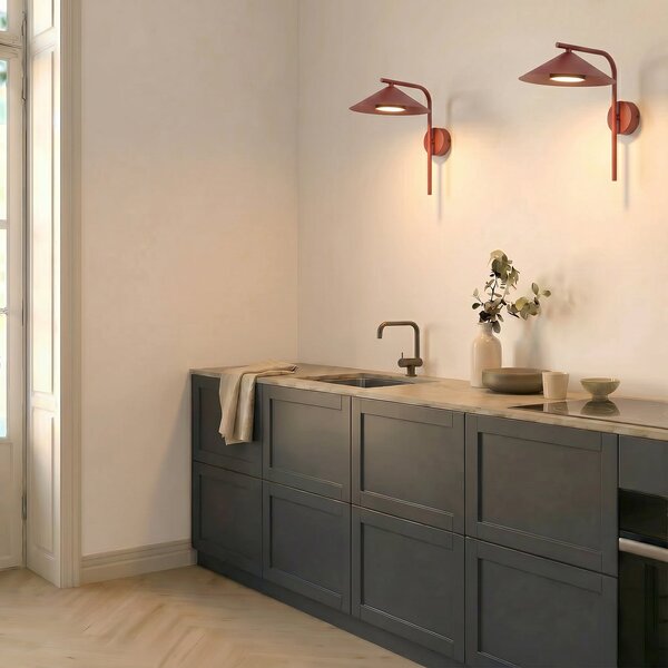 TK Lighting Φωτιστικό τοίχου Lume S, μπορντό, μέταλλο, ύψος 31 cm, GX53, ρυθμιζόμενος, Κόκκινο, Σαλόνι / τραπεζαρία, Μέταλλο, σύγχρονο