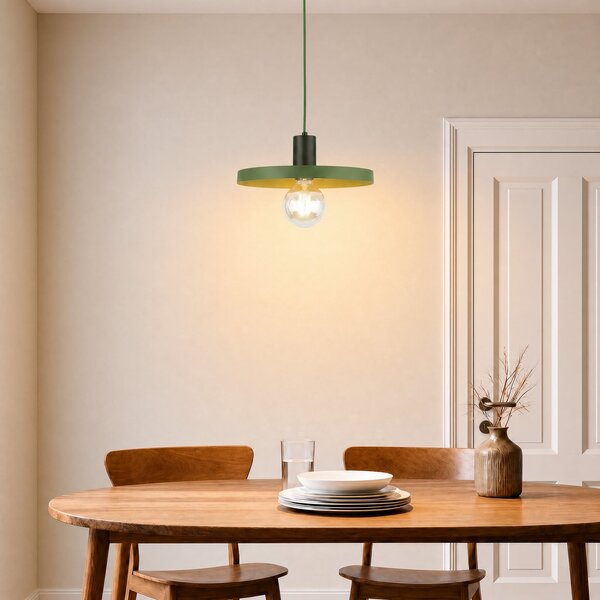 TK Lighting Κρεμαστό φωτιστικό Sila, πράσινο, μέταλλο, Ø 30 cm, E27, ρυθμιζόμενος, Πράσινο, Σαλόνι / τραπεζαρία, Μέταλλο, σύγχρονο