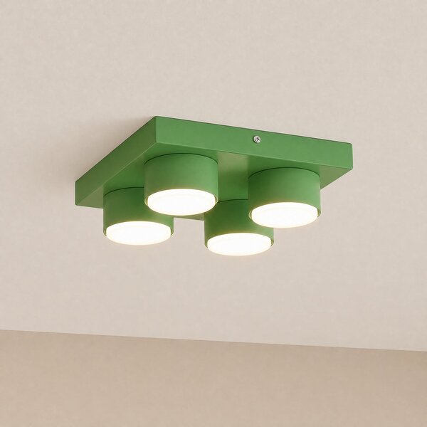 TK Lighting Φωτιστικό οροφής Brix, πράσινο, μήκους 23 cm, με 4 λαμπτήρες, GX53, ρυθμιζόμενος, Πράσινο, Σαλόνι / τραπεζαρία, Μέταλλο, σύγχρονο
