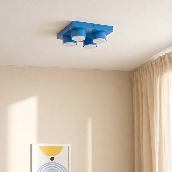 TK Lighting Φωτιστικό οροφής Brix, μπλε, μήκους 23 cm, με 4 λαμπτήρες, GX53, ρυθμιζόμενος, Μπλε, Σαλόνι / τραπεζαρία, Μέταλλο, σύγχρονο