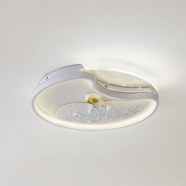 Lindby LED φωτιστικό οροφής Kosmo, 40 cm, λευκό, μέταλλο, φεγγάρι, Λευκό, Σαλόνι / τραπεζαρία, Πλαστικό, Νεανική διαβίωση