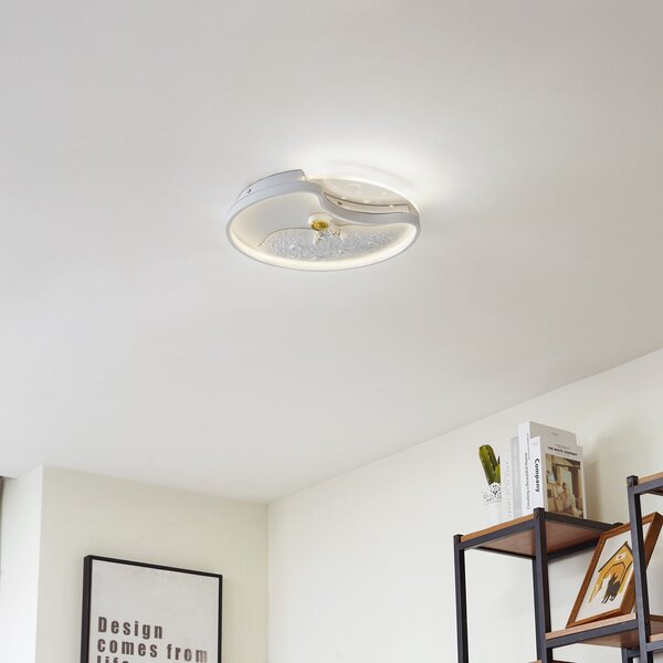 Lindby LED φωτιστικό οροφής Kosmo, 40 cm, λευκό, μέταλλο, φεγγάρι, Λευκό, Σαλόνι / τραπεζαρία, Πλαστικό, Νεανική διαβίωση
