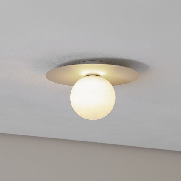 TK Lighting Φωτιστικό οροφής Pixie, μπεζ, γυαλί, Ø 25 cm, σφαίρα, G9, ρυθμιζόμενος, Μπεζ, Σαλόνι / τραπεζαρία, Μέταλλο, σύγχρονο