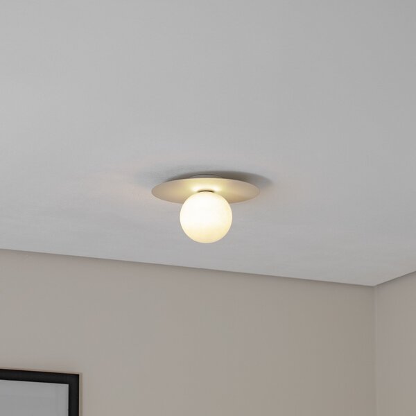 TK Lighting Φωτιστικό οροφής Pixie, μπεζ, γυαλί, Ø 25 cm, σφαίρα, G9, ρυθμιζόμενος, Μπεζ, Σαλόνι / τραπεζαρία, Μέταλλο, σύγχρονο