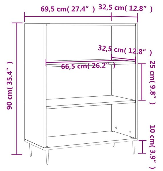 Βιβλιοθήκη Γκρι Σκυροδέματος 69,5 x 32,5 x 90 εκ. Επεξεργ. Ξύλο - Καφέ