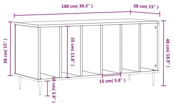 Έπιπλο Δίσκων Sonoma Δρυς 100x38x48 εκ. από Επεξεργασμένο Ξύλο - Καφέ