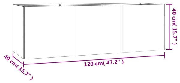 Ζαρντινιέρα 120 x 40 x 40 εκ. από Ατσάλι Σκληρυθέν στον Αέρα - Καφέ