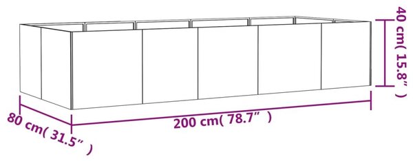 Ζαρντινιέρα 200 x 80 x 40 εκ. από Ατσάλι Σκληρυθέν στον Αέρα - Καφέ