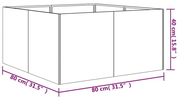 Ζαρντινιέρα 80x80x40 εκ. από Ατσάλι Σκληρυθέν στον Αέρα - Καφέ