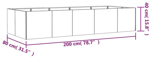 Ζαρντινιέρα 200 x 80 x 40 εκ. από Ατσάλι Σκληρυθέν στον Αέρα - Καφέ