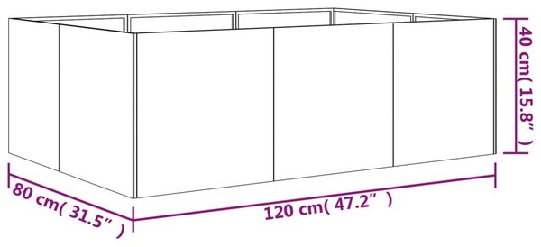 Ζαρντινιέρα 120 x 80 x 40 εκ. από Ατσάλι Σκληρυθέν στον Αέρα - Καφέ