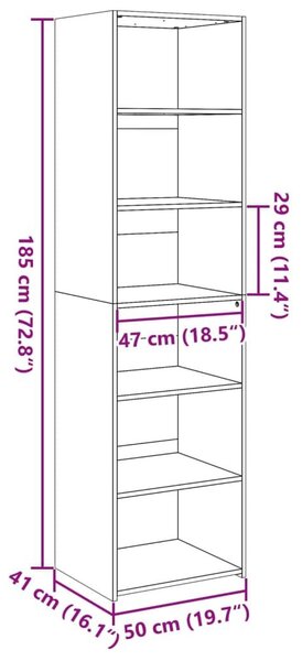 Ντουλάπι Γκρι Sonoma 50x41x185 εκ. από Επεξεργασμένο Ξύλο - Γκρι