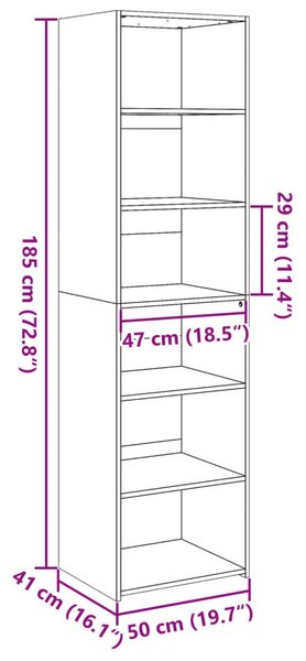 Ντουλάπι Καφέ Δρυς 50x41x185 εκ. από Επεξεργασμένο Ξύλο - Καφέ