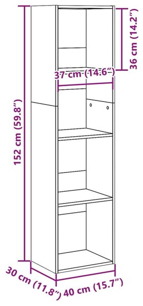 Βιβλιοθήκη Μαύρο 40x30x152 εκ. από Επεξεργασμένο Ξύλο - Μαύρο