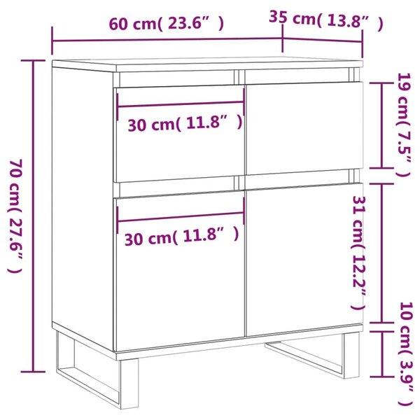 Ντουλάπι Γκρι Σκυροδέματος 60x35x70 εκ. Επεξεργασμένο Ξύλο - Γκρι