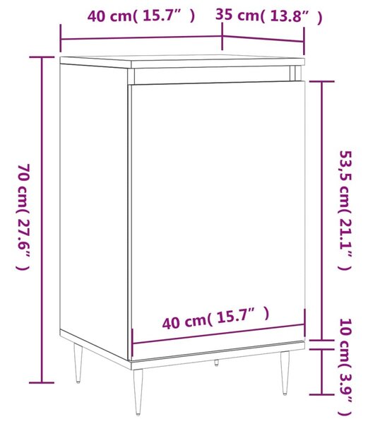 Συρταριέρα Καπνιστή Δρυς 40 x 35 x 70 εκ. από Επεξεργ. Ξύλο - Λευκό