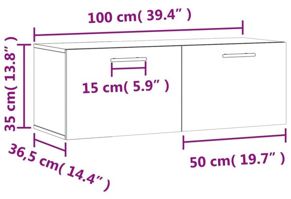 Ντουλάπι Τοίχου Μαύρο 100x36,5x35 εκ. από Επεξεργασμένο Ξύλο - Μαύρο