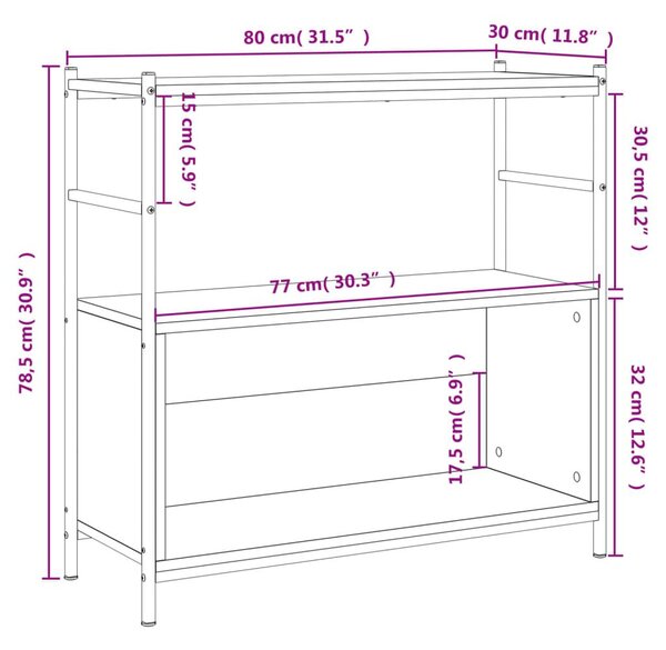 Βιβλιοθήκη Γκρι Sonoma 80x30x78,5 εκ. από Επεξεργασμένο Ξύλο - Γκρι