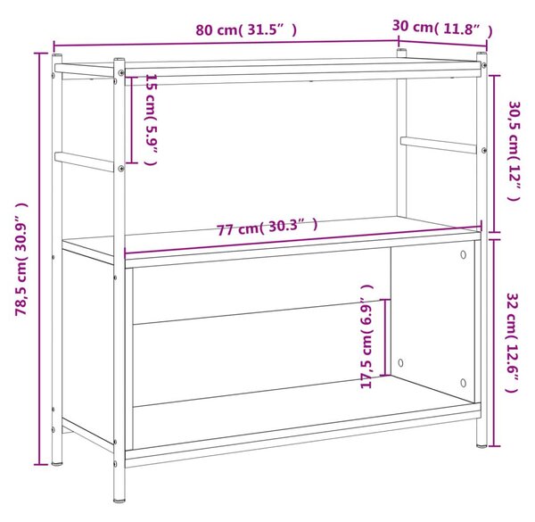 Βιβλιοθήκη Καφέ Δρυς 80x30x78,5 εκ. Επεξεργ. Ξύλο / Σίδηρος - Καφέ