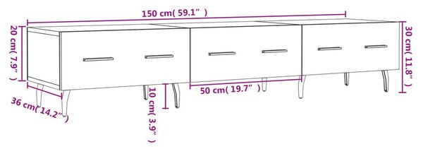 Έπιπλο Τηλεόρασης Μαύρο 150x36x30 εκ. από Επεξεργασμένο Ξύλο - Μαύρο