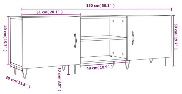 Έπιπλο Τηλεόρασης Sonoma Δρυς 150x30x50 εκ. Επεξεργασμένο Ξύλο - Καφέ