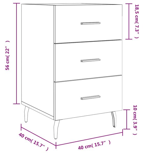 Κομοδίνο Καπνιστή Δρυς 40 x 40 x 66 εκ. από Επεξεργασμένο Ξύλο - Καφέ