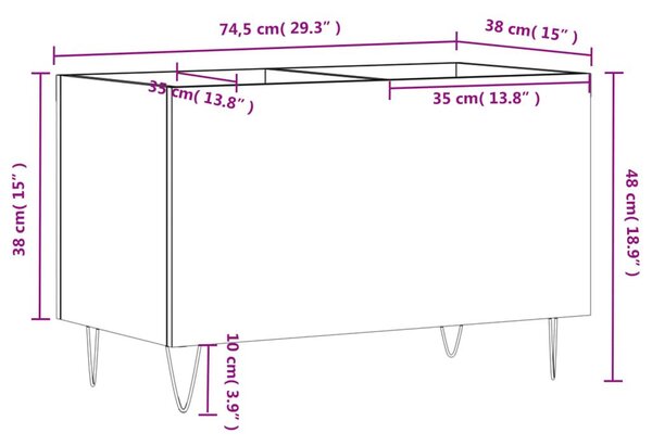 Δισκοθήκη Καπνιστή Δρυς 74,5x38x48 εκ. από Επεξεργασμένο Ξύλο - Καφέ