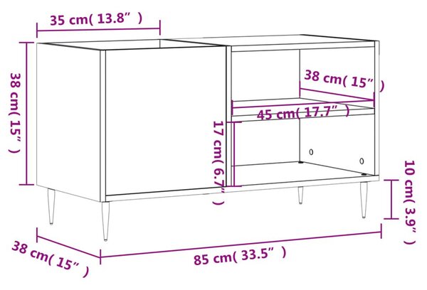 Δισκοθήκη Γκρι Σκυροδέματος 85 x 38 x 48 εκ. από Επεξεργ. Ξύλο - Γκρι