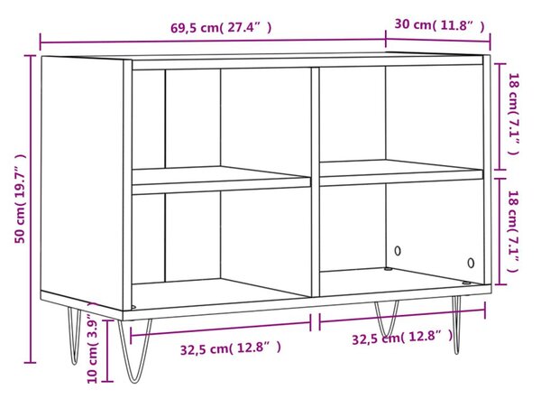 Έπιπλο Τηλεόρασης Γκρι Σκυροδέματος 69,5x30x50 εκ. Επεξ. Ξύλο - Γκρι