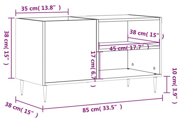 Δισκοθήκη Καφέ Δρυς 85 x 38 x 48 εκ. από Επεξεργασμένο Ξύλο - Καφέ