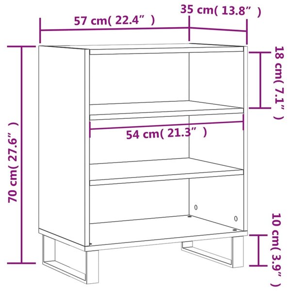 Ντουλάπι Γκρι Σκυροδέματος 57x35x70 εκ. Επεξεργασμένο Ξύλο - Γκρι