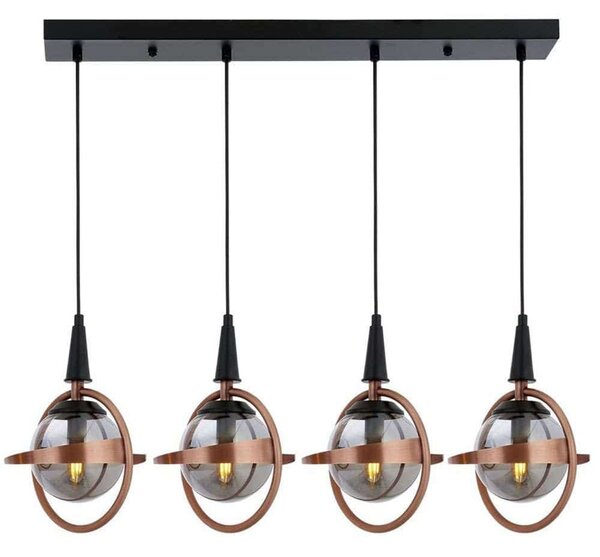 Φωτιστικό Οροφής - Ράγα 301AUR1344 80x25x100cm 4xE14 40W Black-Bronze Opviq