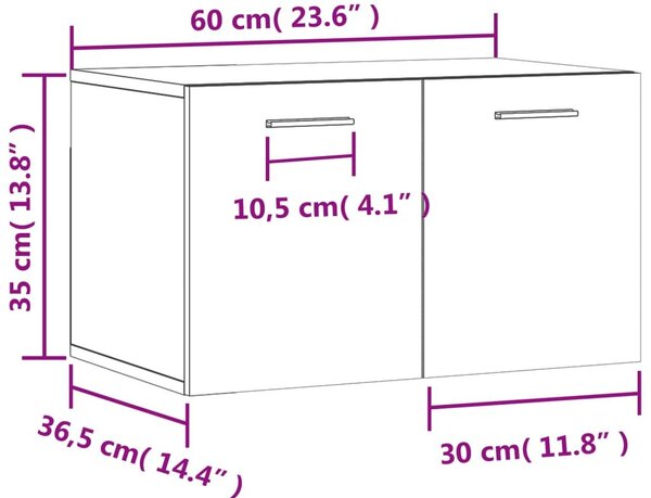 Ντουλάπι Τοίχου Sonoma Δρυς 60x36,5x35 εκ. Επεξεργασμένο Ξύλο - Καφέ