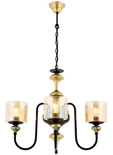 Φωτιστικό Οροφής 301AUR1156 Φ62x98cm 3xE27 60W Black-Gold Opviq