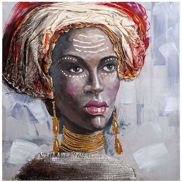 Πίνακας Καμβάς African Lady 374-224-223 80x3x80cm Multi