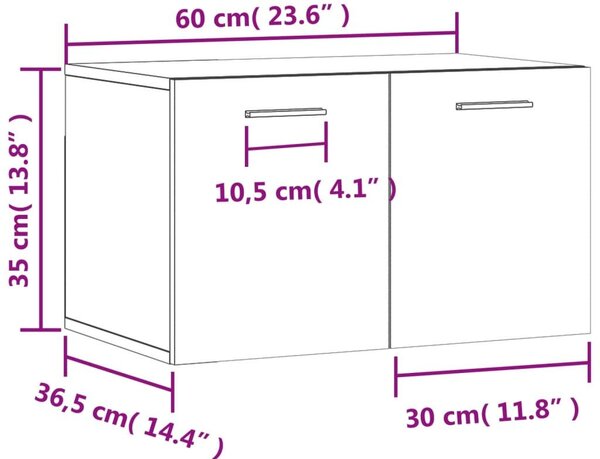 Ντουλάπι Τοίχου Καπνιστή Δρυς 60x36,5x35 εκ. Επεξεργασμένο Ξύλο - Καφέ