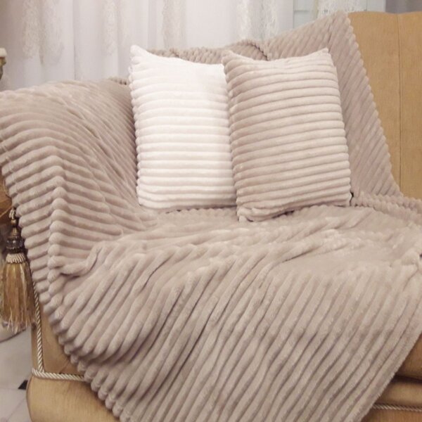 Ριχτάρι Διθέσιου Καναπέ 180x250 Velour - Natural Home - VELVET STRIPE - Μπεζ