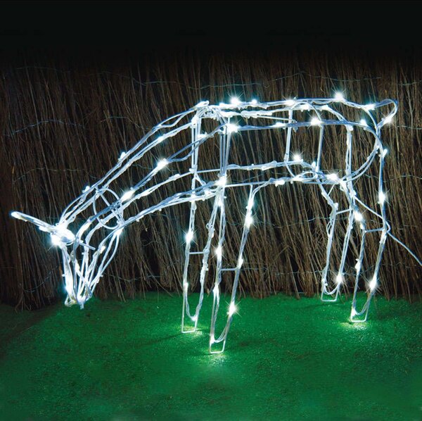 Χριστουγεννιάτικα Λαμπάκια Με Σχήμα Feeding Reindeer 100 Led X0810024242 70x14x41+500cm 3,4W White Aca