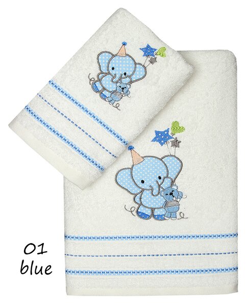 Βρεφικές Πετσέτες Σετ 2 Τεμ. Κεντητές - Sunshine Elephant 111-1-3 Blue 01