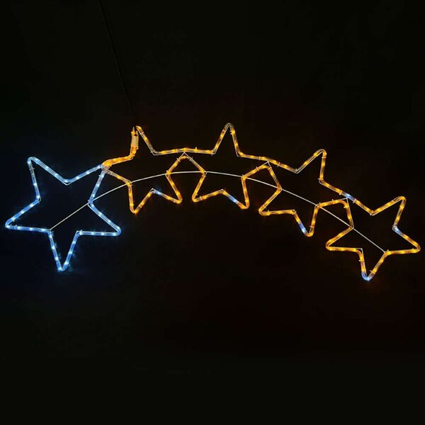 Χριστουγεννιάτικα Λαμπάκια Με Σχήμα 5 Stars 144 Led X081442920 150x50+150cm 25W White-Yellow Aca