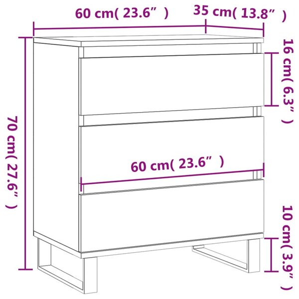 Μπουφές Καφέ Δρυς 60x35x70 εκ. από Επεξεργασμένο Ξύλο - Καφέ