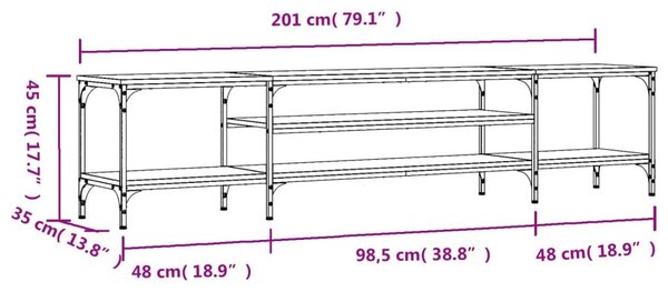 Έπιπλο Τηλεόρασης Καφέ Δρυς 201x35x45 εκ. Επεξ. Ξύλο/Σίδερο