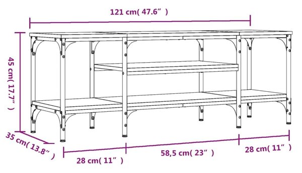 Έπιπλο Τηλεόρασης Sonoma Δρυς 121x35x45 εκ. Επεξ. Ξύλο/Σίδερο - Καφέ