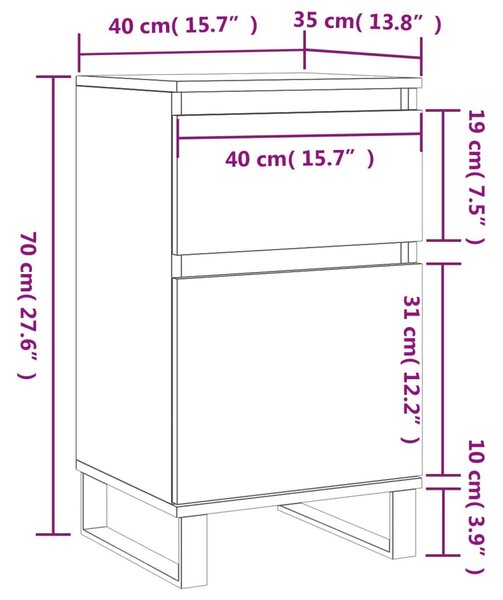 Συρταριέρα Καφέ Δρυς 40 x 35 x 70 εκ. από Επεξεργασμένο Ξύλο - Καφέ