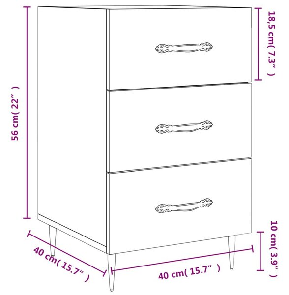 Κομοδίνο Καπνιστή Δρυς 40 x 40 x 66 εκ. από Επεξεργασμένο Ξύλο - Καφέ