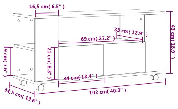 Έπιπλο Τηλεόρασης Καφέ Δρυς 102x34,5x43 εκ. Επεξεργασμένο Ξύλο - Καφέ