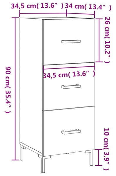 Ντουλάπι Γκρι Sonoma 34,5x34x90 εκ. από Επεξεργασμένο Ξύλο - Γκρι